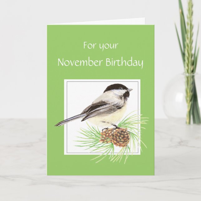 Carte Novembre Anniversaire, Bécasseau, Oiseau (Devant)