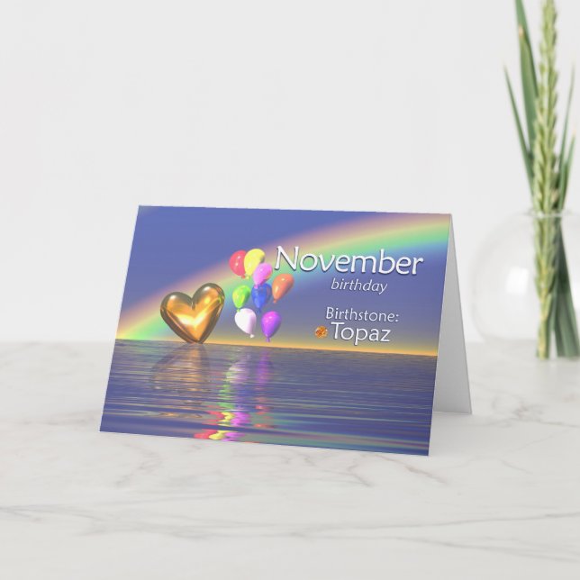 Carte Novembre Anniversaire Topaz Heart (Devant)