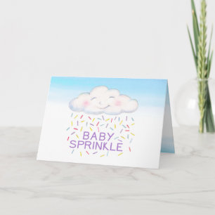 Carte Nuage bébé saupoudrer d'aquarelle bleue merci