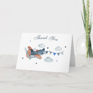 Carte Nuage d'avion vintage remerciement pour Baby Showe