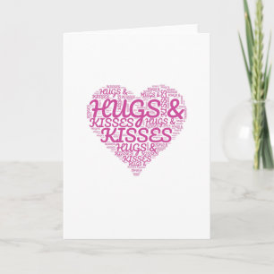 Carte Nuage de mots en forme de coeur de câlins et baise