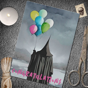 Carte Nuages foncés et ballons Anniversaire gothique