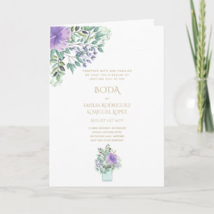 Carte Nuestra Boda 4page FLORAL espagnol mariage INVITES