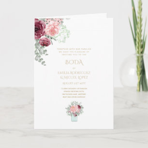 Carte Nuestra Boda 4page FLORAL espagnol mariage INVITES