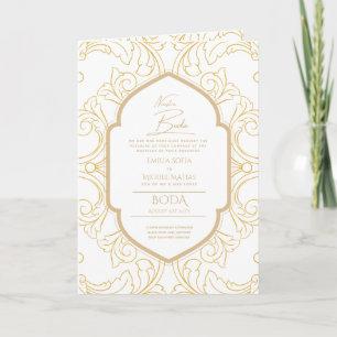 Carte Nuestra Boda GOLD 4age Mariage espagnol INVITE