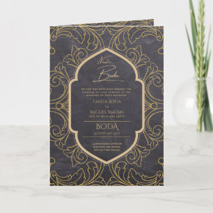 Carte Nuestra Boda GOLD 4age Mariage espagnol INVITE