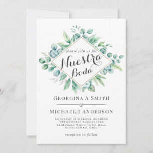 Carte Nuestra Boda Invitacion Eucalyptus Vert moderne
