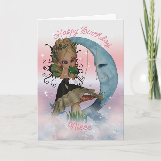 Carte Nuit Anniversaire Avec Jolie Fée Et Frog Pri (Devant)