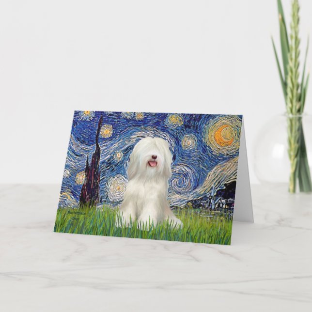 Carte Nuit étoilée - Terrier tibétain blanc (Devant)