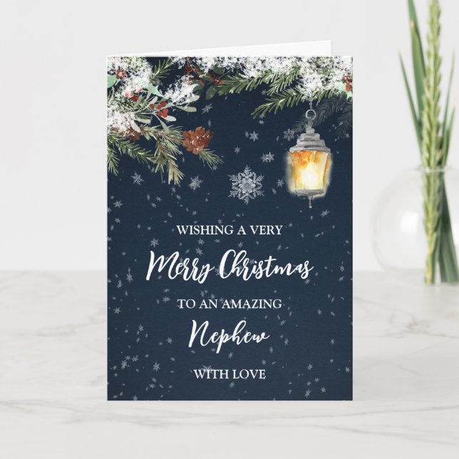 Carte Nuit neige d'hiver Nephew Joyeux Noël (Devant)