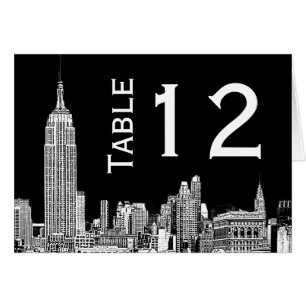 Carte numérique NYC Skyline 01 Etched Table Number