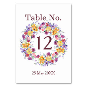 Carte Numéro de la table de courroie d'aquarelle f