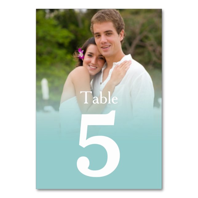 Carte Numéro de la table de photo du Mariage Blue  (Par défaut)