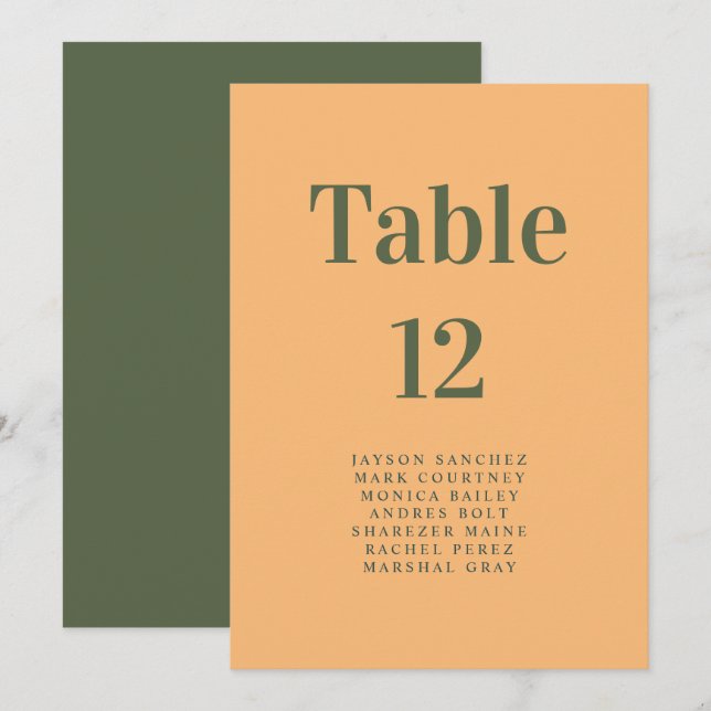 Carte Numéro de siège Mariage Boho Elegant Moderne (Devant / Derrière)