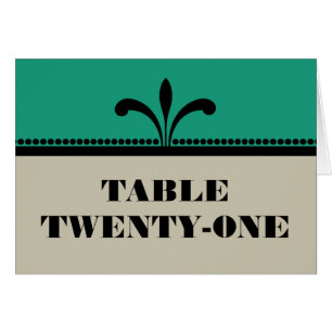 Carte Numéro de table Art Déco Design Vert/Beige