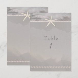 Carte numéro de table chic étoile de mer grise de 