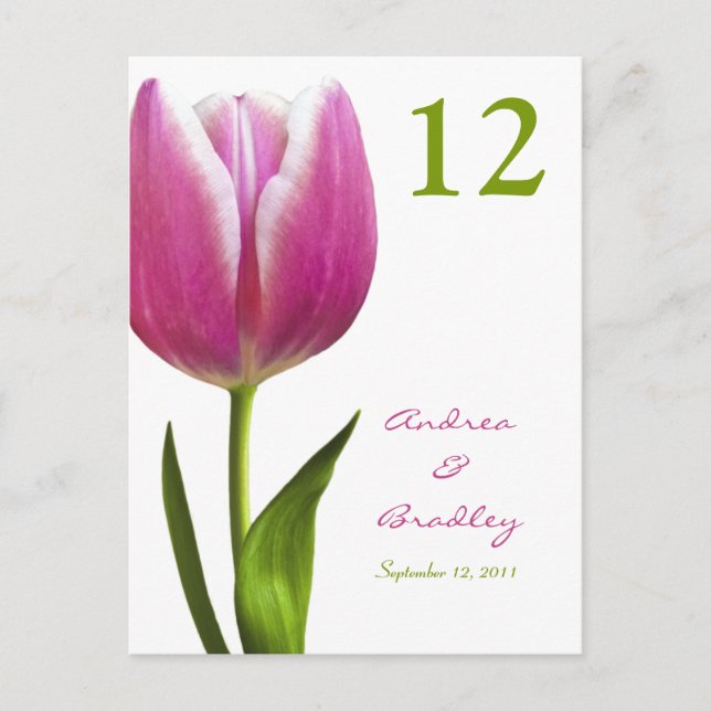 Carte Numéro de table de la tulipe rose (Devant)