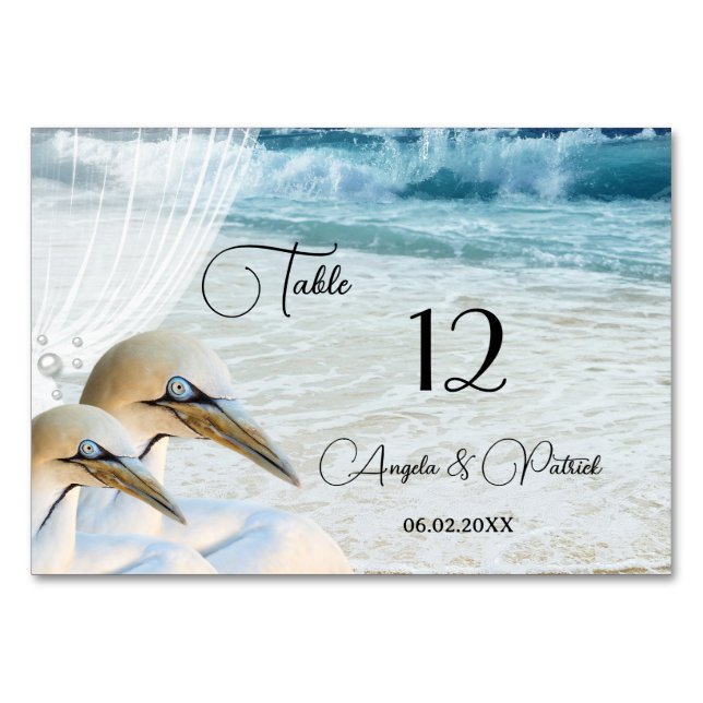 Carte Numéro de table de mariage de la plage Ganne (Devant)