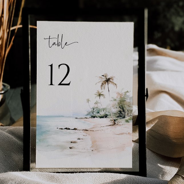 Carte Numéro de table de mariage de plage tropical (Créateur téléchargé)