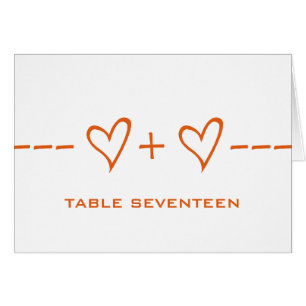 Carte Numéro de table d'équation cardiaque orange