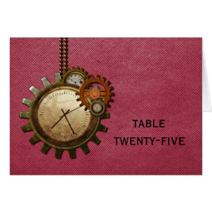 Carte Numéro de table d'horloge vintage, rose