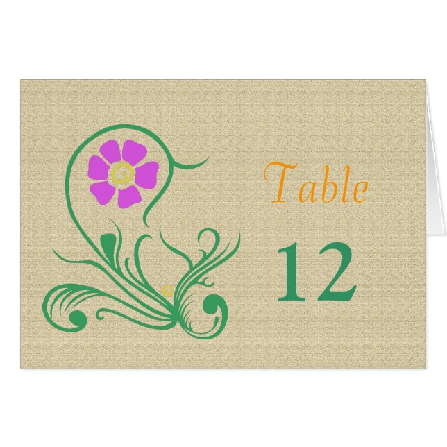 Carte numéro de table du dîner (Devant Horizontal)