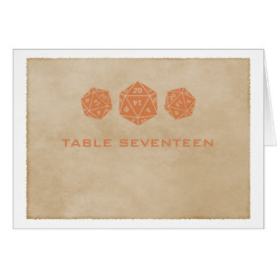 Carte Numéro de table Orange Grunge D20 Dice Gamer