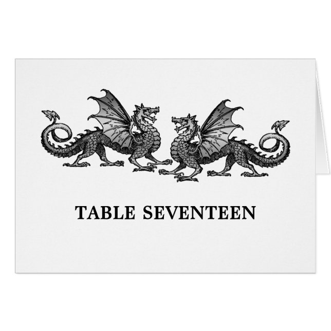 Carte numéro de table Silver Elegant Dragons (Devant horizontal)