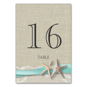 Carte Numéro de table Starfish Aqua