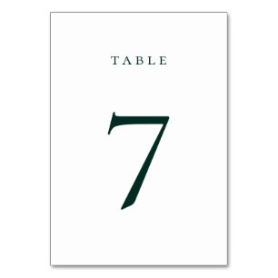 Carte Numéro de table verte Emeraude foncée