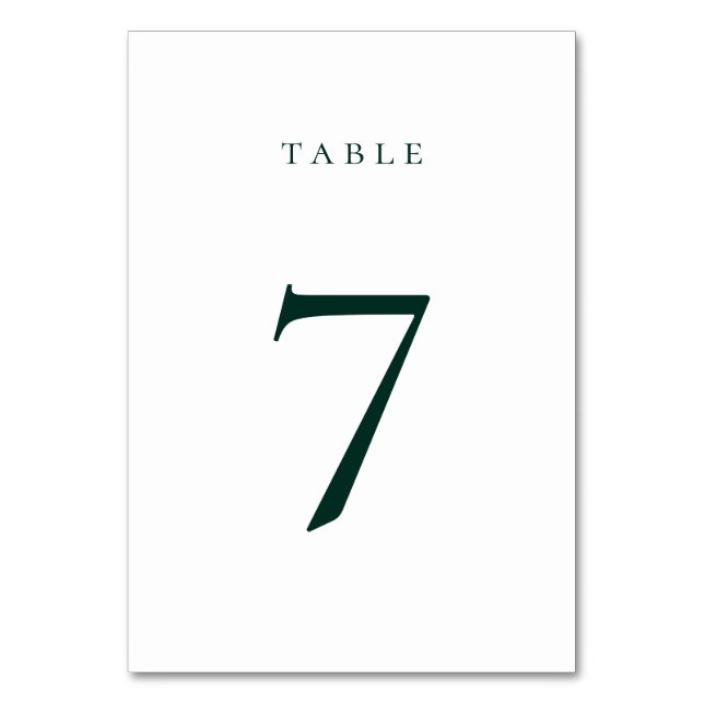 Carte Numéro de table verte Emeraude foncée (Par défaut)