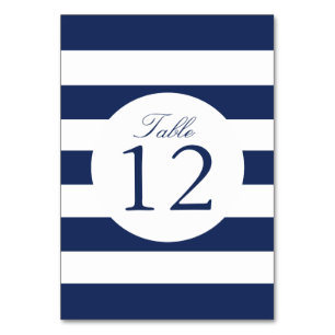 Carte Numéro de tableau Chic Navy Stripes
