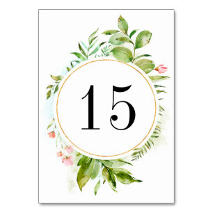 Carte Numéro de tableau de l'aquarelle Floral Gree