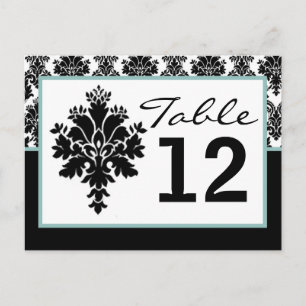 Carte Numéro de tableau Dentelle noire Damas