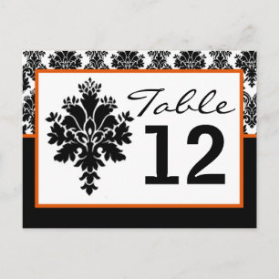 Carte Numéro de tableau Dentelle noire orange Dama
