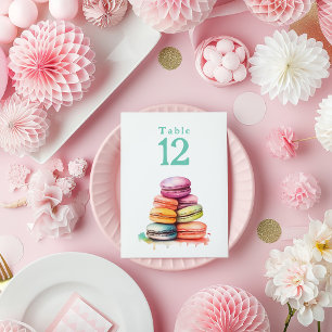 Carte Numéro de tableau des macarons clairs aquare
