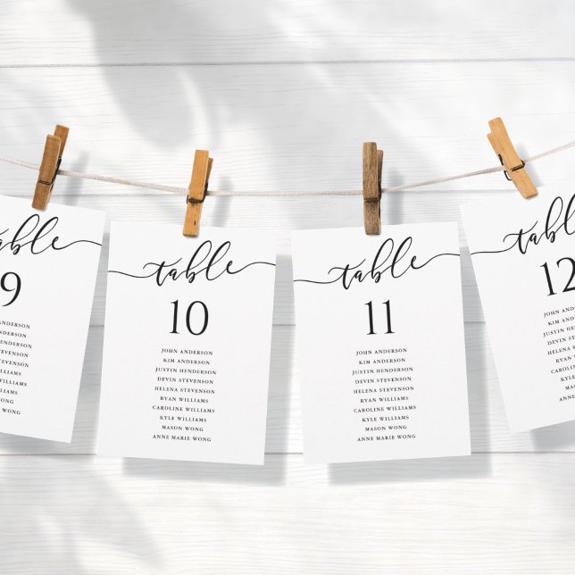 Carte Numéro de tableau du Mariage de script moderne (Créateur téléchargé)