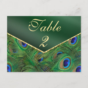Carte Numéro de tableau Emerald Green Peacock