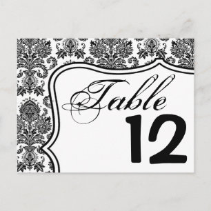 Carte Numéro de tableau noir blanc dentelle Damas 