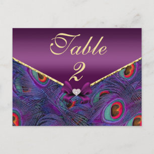 Carte Numéro de tableau Plum Purple Peacock