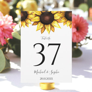 Carte Numéro de tableau Sunflower Mariage blanc jaune ca