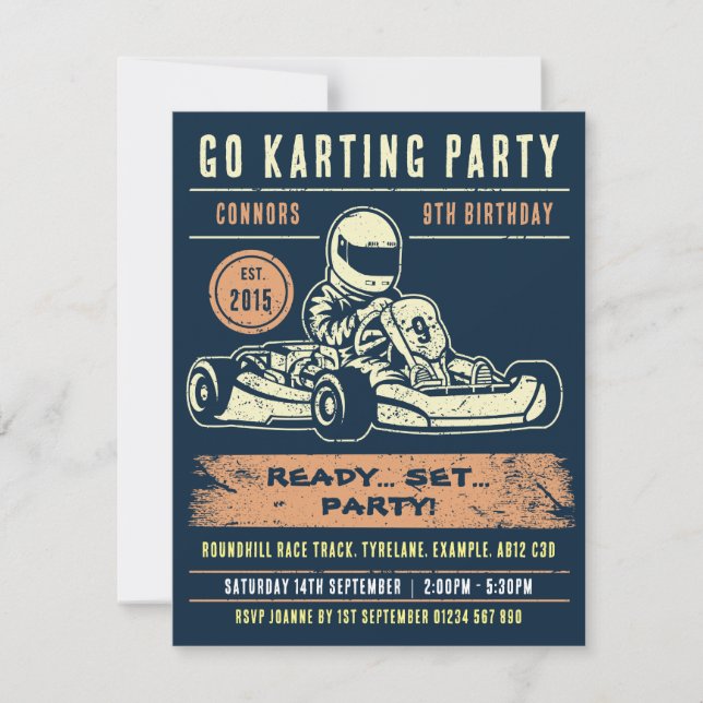 Carte Numéro De Voiture Personnalisé Go Karting Party In (Devant)