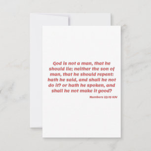 Carte Numéros 23:19 KJV Bible Verse Flat Salutation