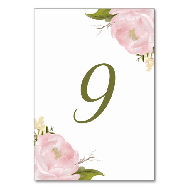 Carte Numéros de tableau Aquarelle rose pâle (Par défaut)