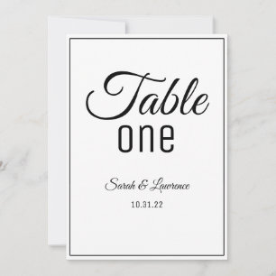 Carte Numéros minimalistes de table de réception double 
