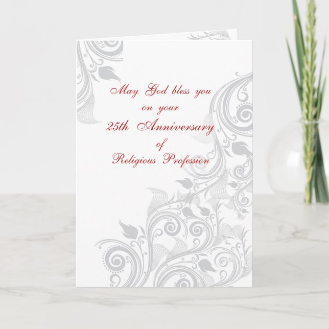Carte Nun 25e anniversaire Profession religieuse, vie (Devant)