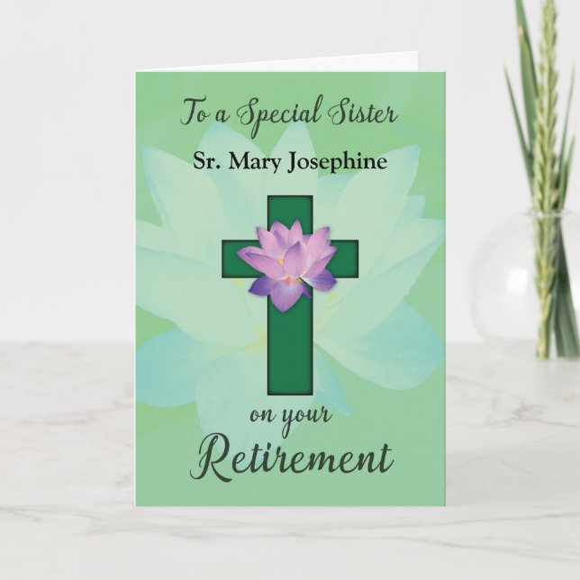 Carte Nun Nom personnalisable Retirement Lotus Flower su (Devant)