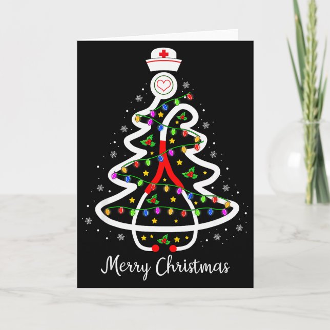 Carte Nurse Christmas Tree Shirt Stethoscope Nursing Nic (Devant)