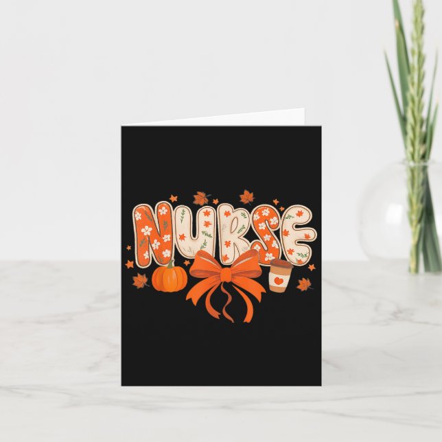 Carte Nurse Fall Autumn Pumpkin Sce Coffee Thanksgiving  (Devant)