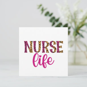 Carte Nurse Life - Rose et Empreinte de léopard